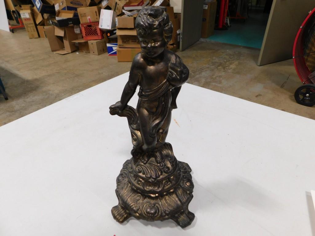 Vintage Metal Cherub Statue or Lamp Base (1 of 3)