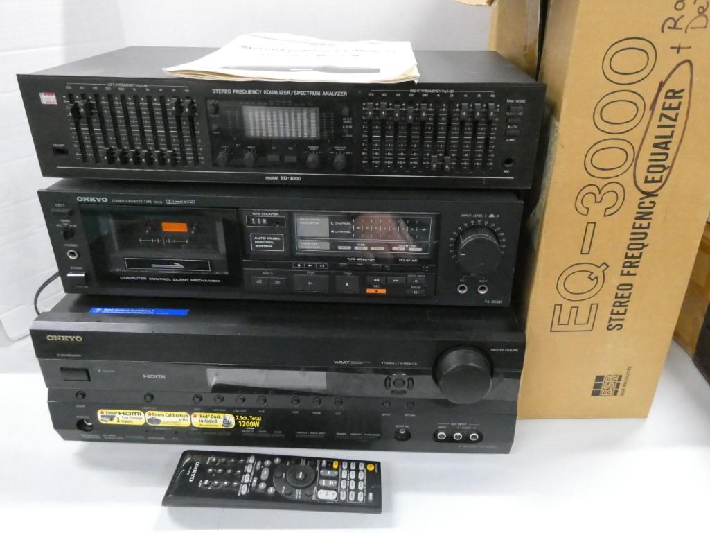 Onkyo W3AT Receiver , Onkyo Cassette Player , BSR Stereo Frequency Equalizer EQ-3000 (1 of 1)