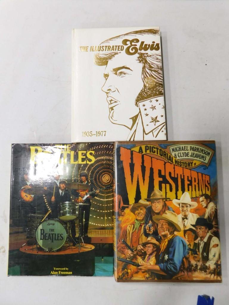 3 Books incl The Beatles, The Illustrated Elvis, and A Pictorial History of Westerns (1 of 7)