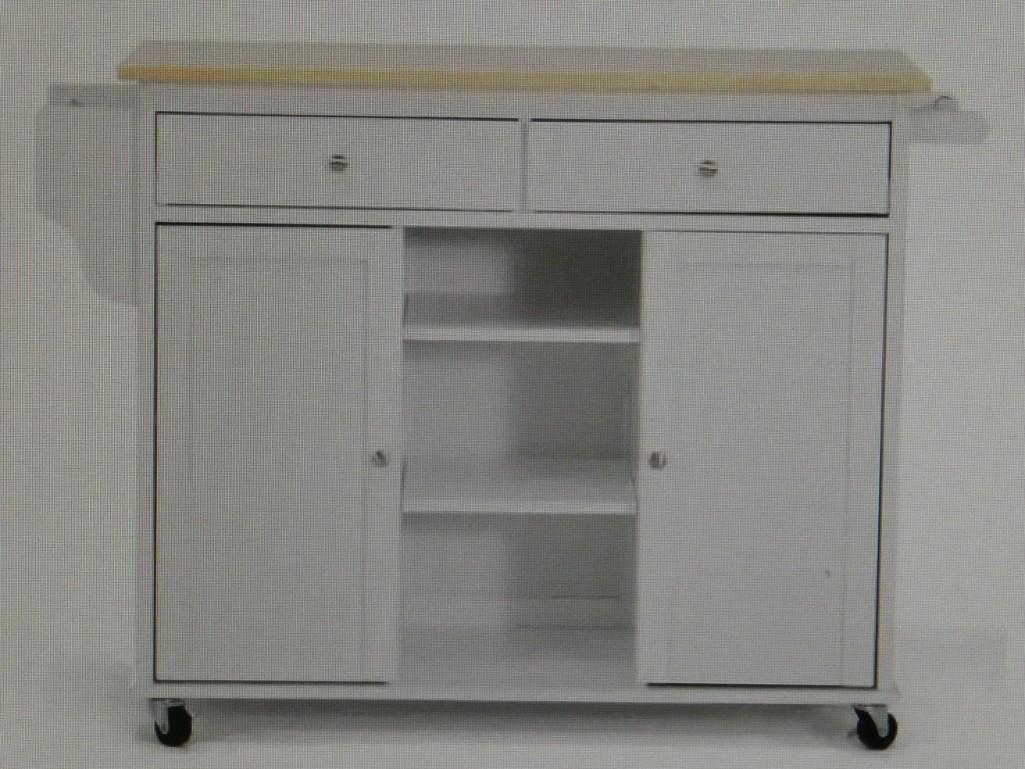 Baxton Studio Meryland Kitchen Cart Natural Top / White Base (1 of 3)