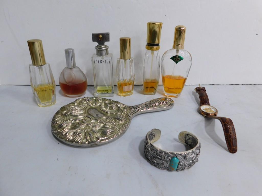 Vintage Mirror, Bracelet, Watch, and Perfume or Cologne Bottles (1 of 4)