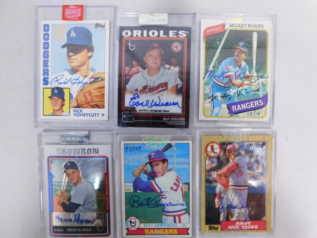 6 Autographed Baseball Cards with Hologram COAs  Incl Moose Skowron , Earl Weaver , Rick Honeycutt (1 of 5)