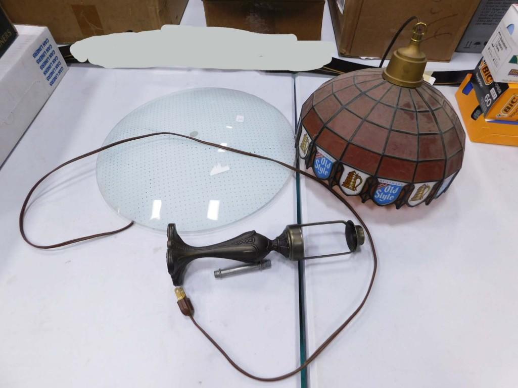 Vintage Old Style Beer Hanging Light, etc: Vintage Old Style Beer Hanging Light etc . Old Style Light measures about 10" in diameter