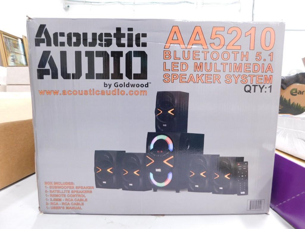 New Blue Tooth 5.1 Speaker System Goldwood Acoustic Audio Model AA5210: New in Box Blue Tooth 5.1 Speaker System Goldwood Acoustic Audio Model AA5210