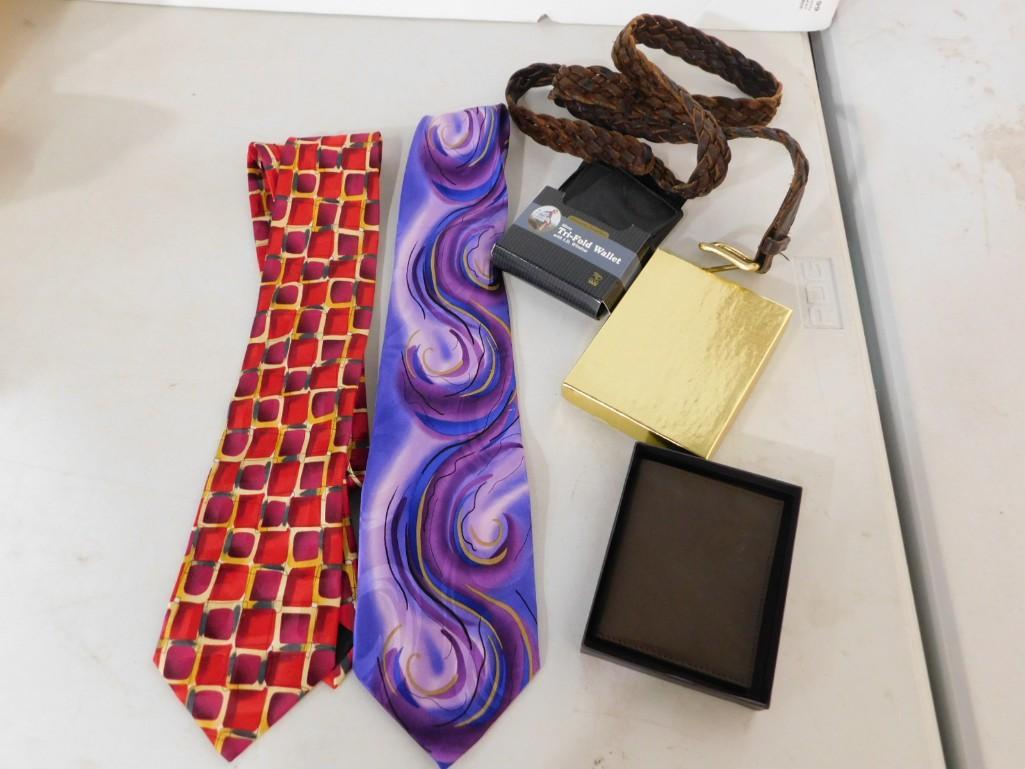 2 Jerry Garcia Ties , a Leather Belt , and Wallets (1 of 3)