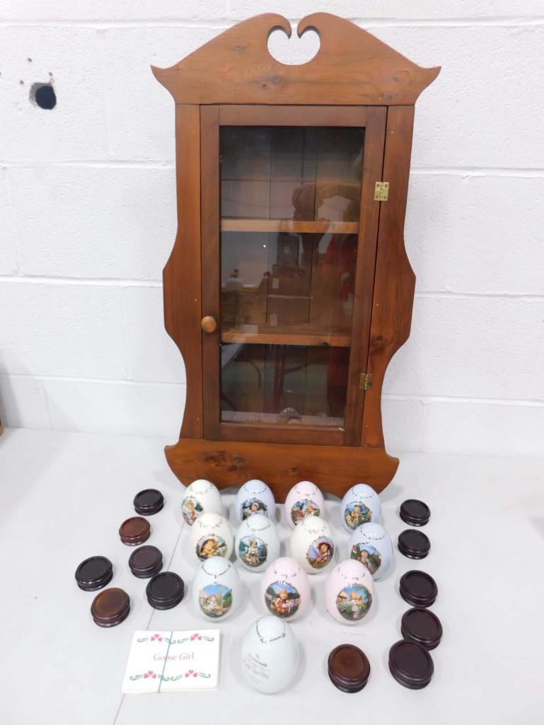 12 Danbury Mint Hummel Porcelain Eggs with Display Case: 12 Danbury Mint Hummel Porcelain Eggs with Display Case