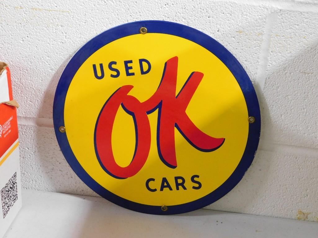 OK Used Cars Porcelain Sign (1 of 3)