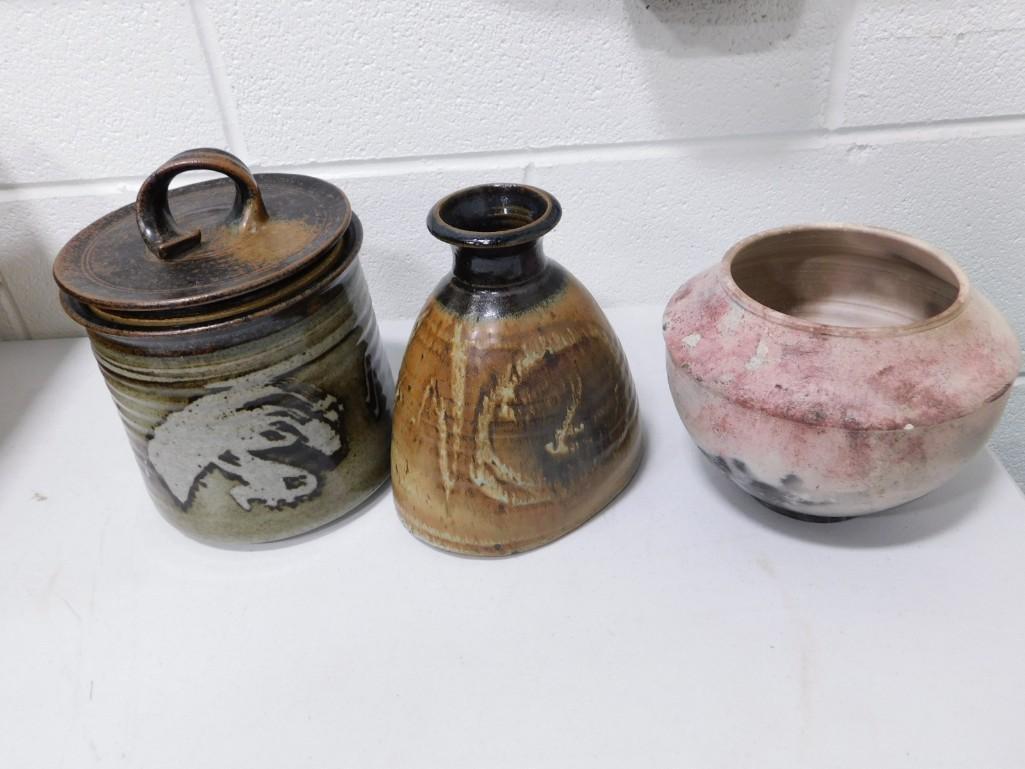 Signed Art Pottery Lot incl Cookie Jar and 2 Vases (1 of 10)