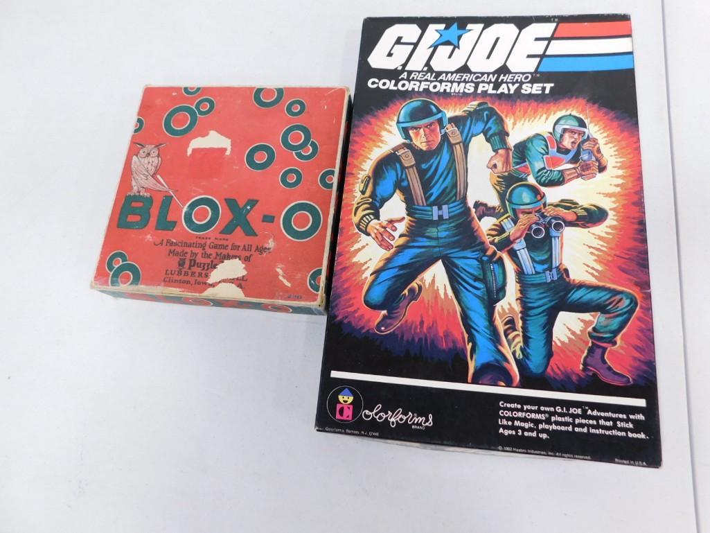 GI Joe Colorforms Playset and Vintage Blox-O Game: GI Joe Colorforms Playset and Vintage Blox-O Game