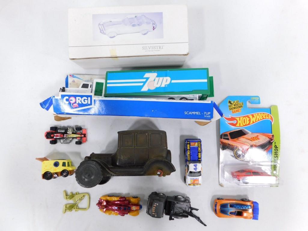 Model Car Lot incl Corgi 7UP Truck, Silvestri Crystal Car Paperweight, Hot Wheels, etc (1 of 3)
