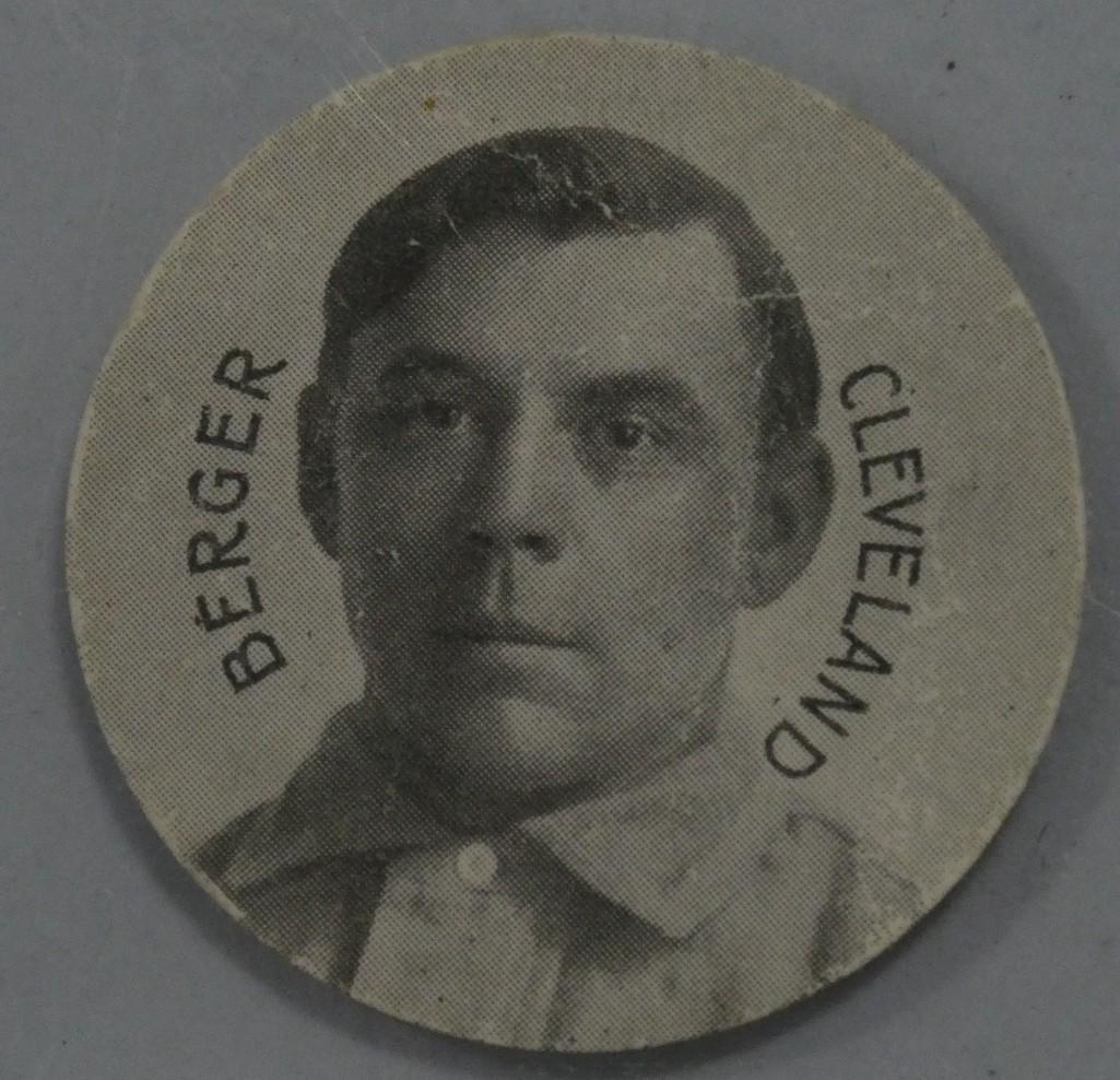 1909 Heinie Berger Stars of the Diamond E-254 Circular Trading Card: 1909 Heinie Berger Stars of the Diamond E-254 Circular Trading Card - These came in Colgan's Mint and Gum Tins