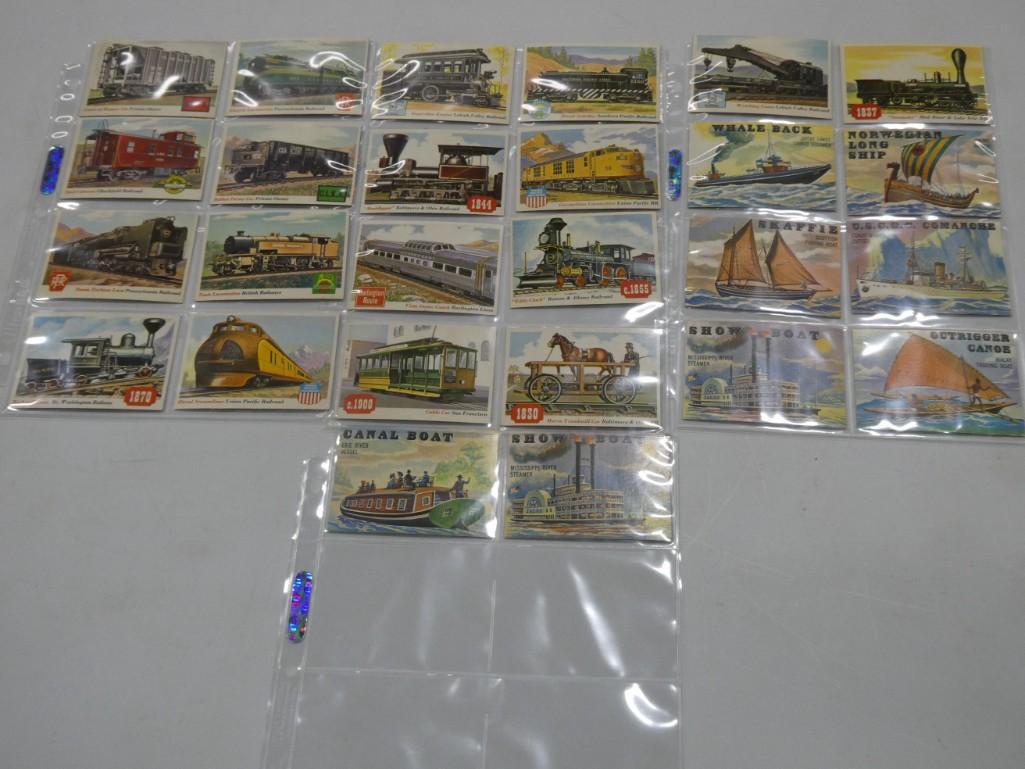 Lot of 26 Topps 1955 Rails and Sails Trading Cards: Lot of 26 Topps 1955 Rails and Sails Trading Cards - Lots of cool trains and boat cards!