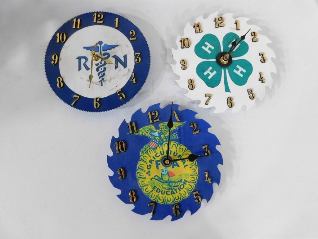 3 Hand Painted Saw Blade Clocks (1 of 5)