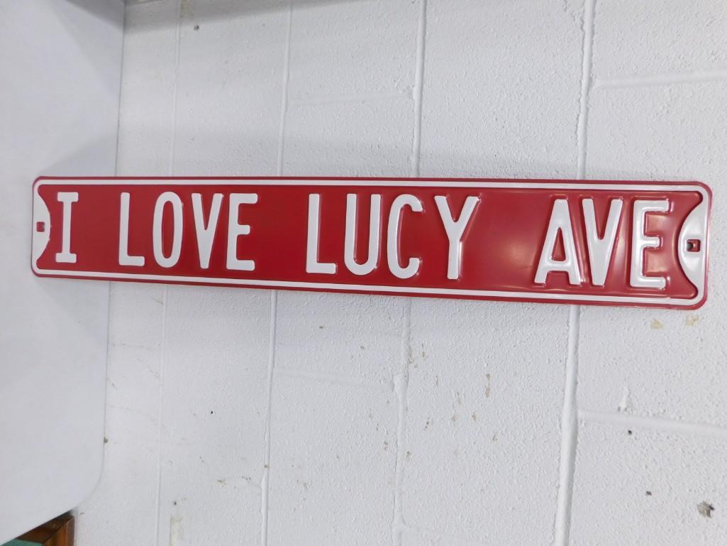 I Love Lucy Ave Thick Metal Sign 3 ft Long: I Love Lucy Ave Thick Metal Sign 3 ft Long