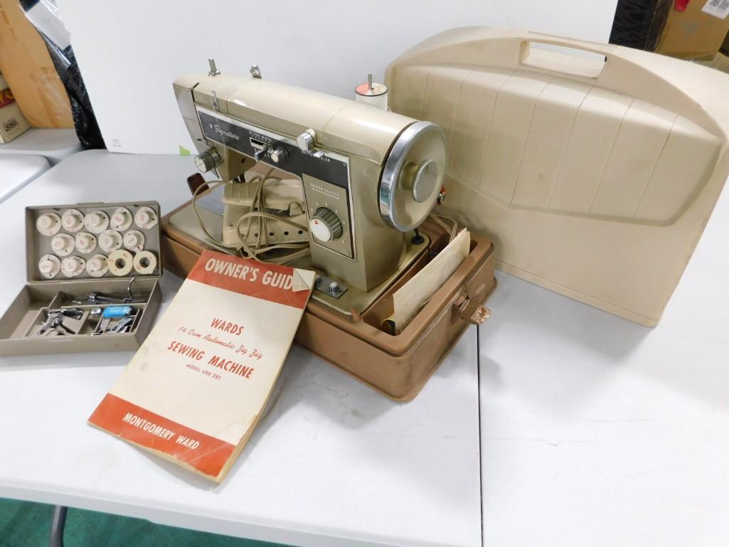 Vintage Signature Sewing Machine from Montgomery Ward Portable with