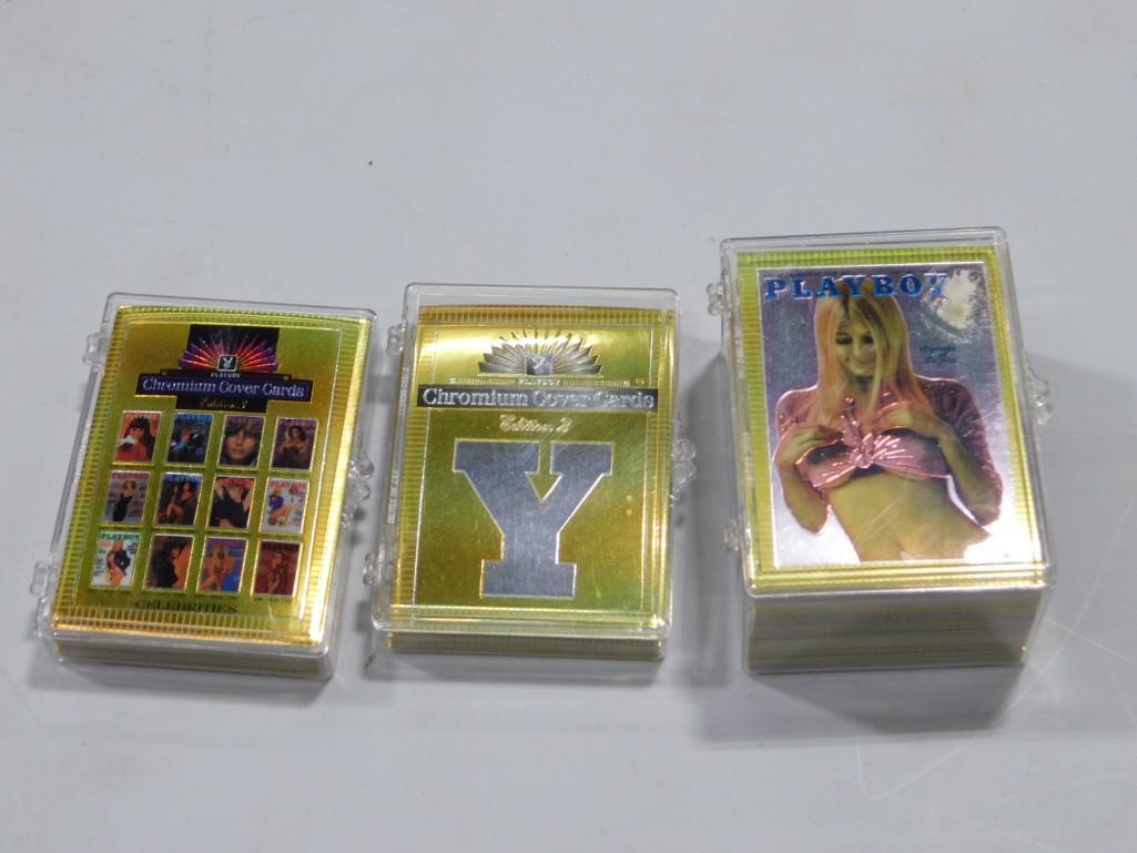3 Sets of Playboy Chromium Adult Trading Cards: 3 Sets of Playboy Chromium Adult Trading Cards - includes cover cards