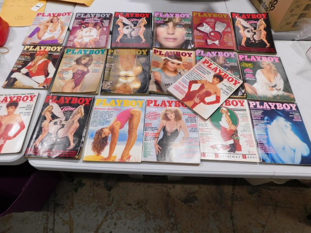 Lot of 19 Assorted Playboy Magazines 1980's: Lot of 19 Assorted Playboy Magazines 1980's