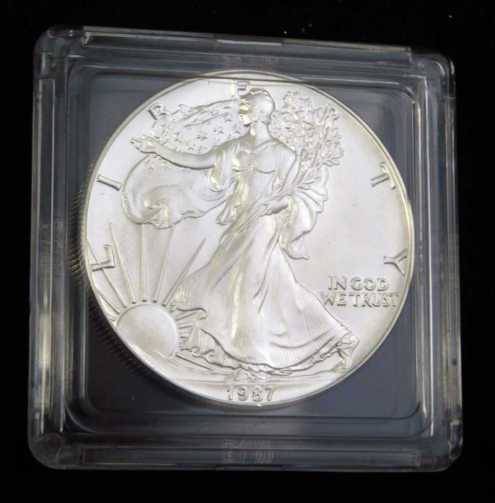 1987 BU American Silver Eagle 1 oz Fine Silver Round (1 of 2)
