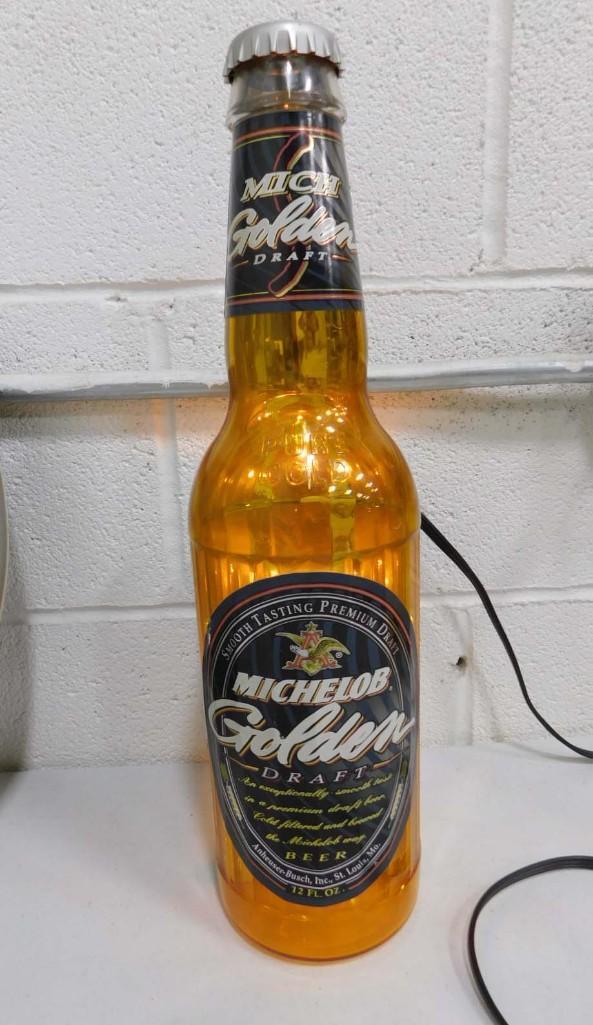 Michelob Golden Draft Beer Bottle Lighted Advertising Sign Works (1 of 5)