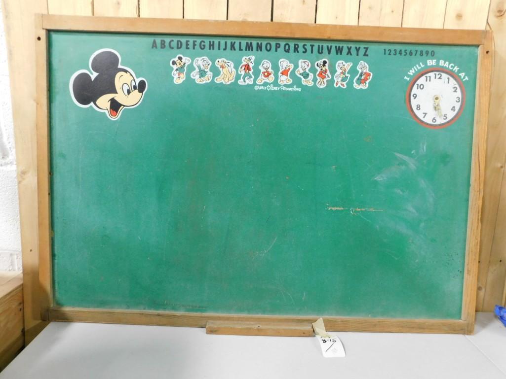 Walt Disney Productions Chalk Board with Mickey Mouse, Pluto, Minnie Mouse, Donald Duck, etc: Walt Disney Productions Chalk Board with Mickey Mouse, Pluto, Minnie Mouse, Donald Duck, etc . Measures about 38"x26"