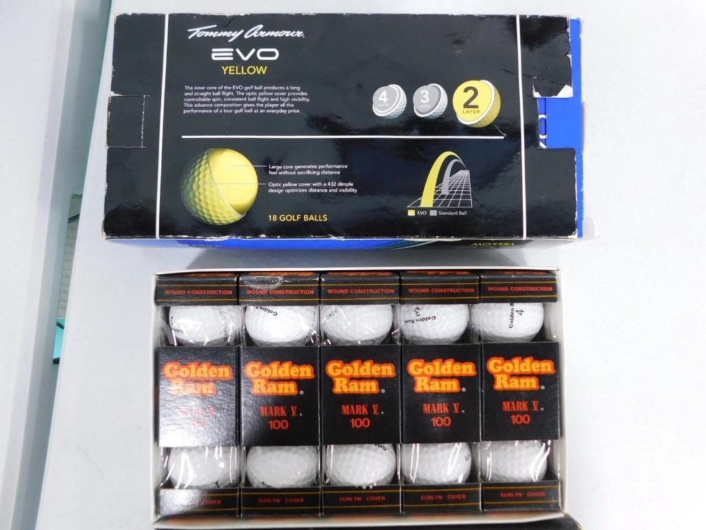 Golden Ram Golf Balls New Old Stock and Tommy Armour Evo Yellow Golf Balls (1 of 3)