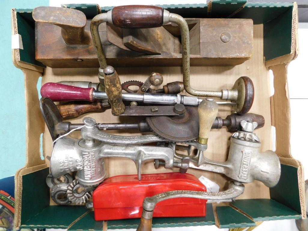 Vintage Hand Tools and Meat Grinders: Vintage Hand Tools and Meat Grinders . Includes Hand Crank Drills , Wood Planer , etc
