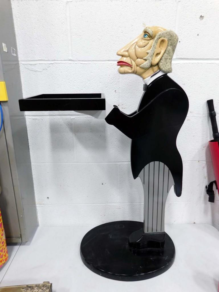 Resin Butler Statue Menu Holder: Resin Butler Statue Menu Holder - measures roughly 33" tall