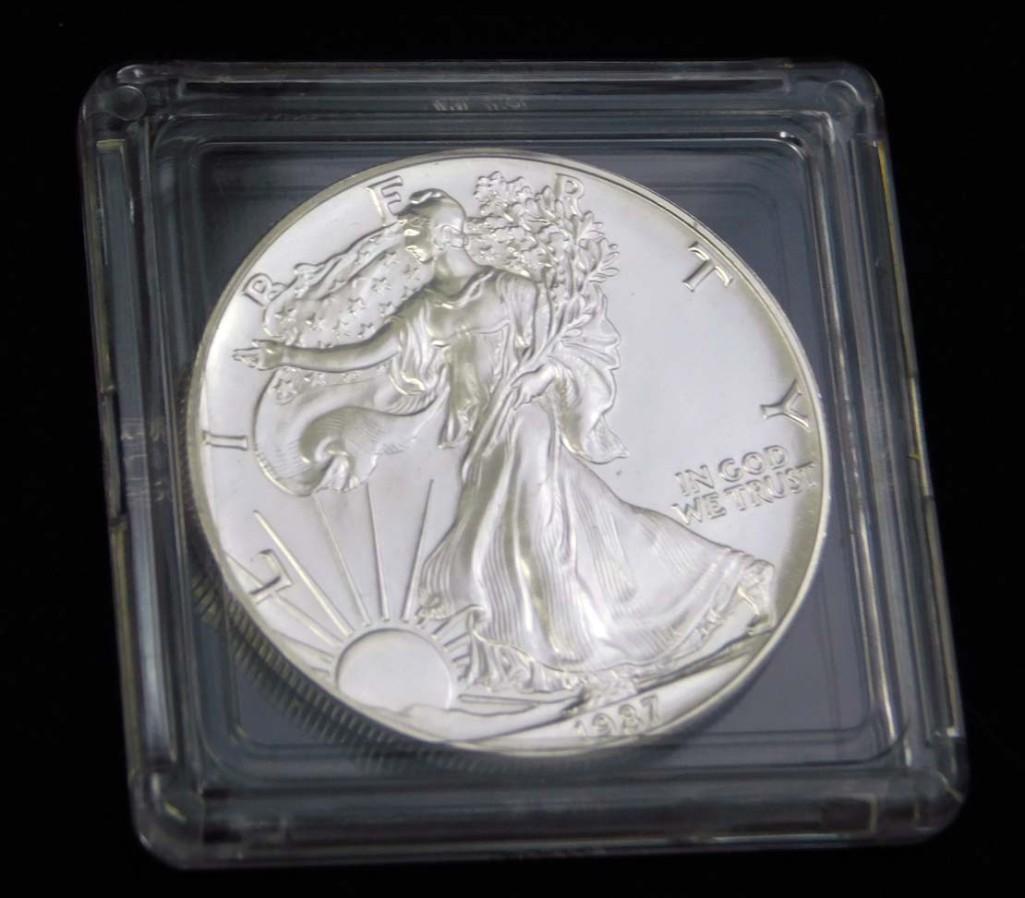 1987 BU American Silver Eagle 1 oz Fine Silver Round (1 of 2)
