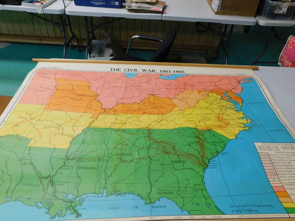 Large Rollout Map - Civil War Southeastern US- measures roughly 38" x 42" (1 of 7)