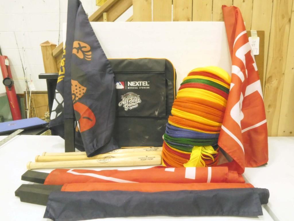 Misc. Lot including Baseball Bats, hats, sports, etc.: Misc. Lot including Baseball Bats, hats, sports, Chicago Fire, etc.