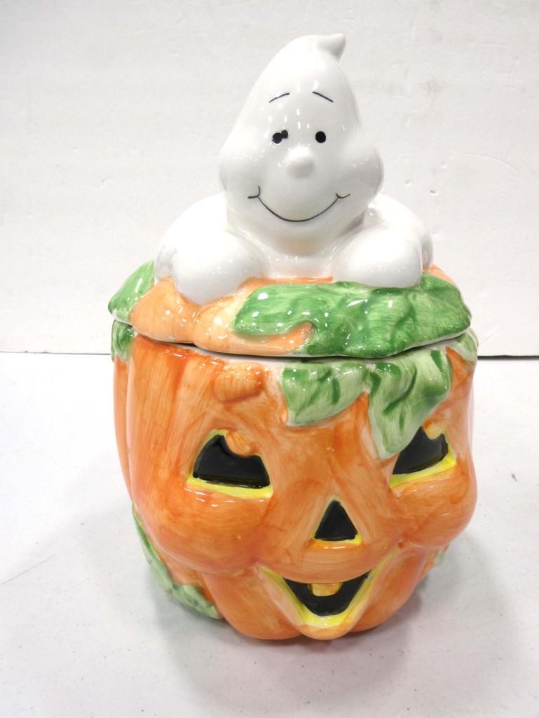 Halloween Ghost and Jack o Lantern Cookie Jar (1 of 2)