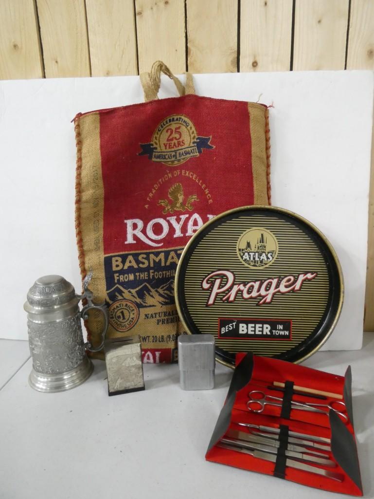 Misc. Lot including Beer Tray, Cutting Kit, Pewter Stein, etc. (1 of 5)