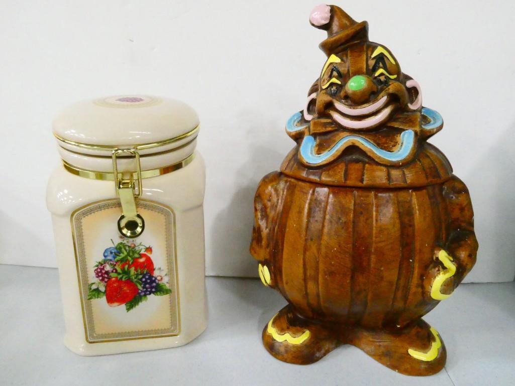 Ceramic Jar and a Clown Cookie Jar: Ceramic Jar and a Clown Cookie Jar