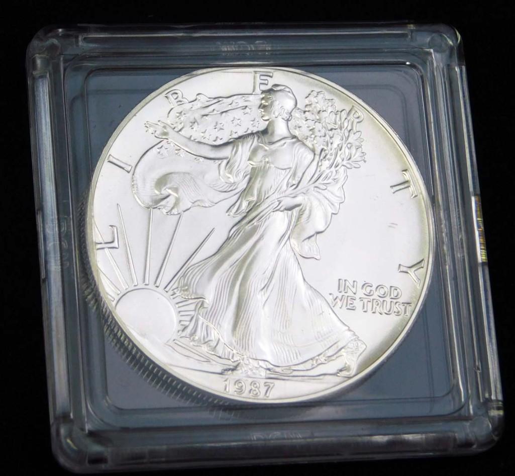 1987 BU American Silver Eagle 1 oz Fine Silver Round (1 of 2)