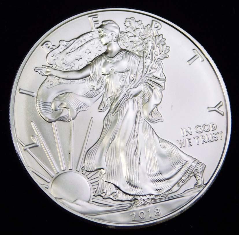 2018 BU American Silver Eagle 1 oz Fine Silver Round (1 of 2)