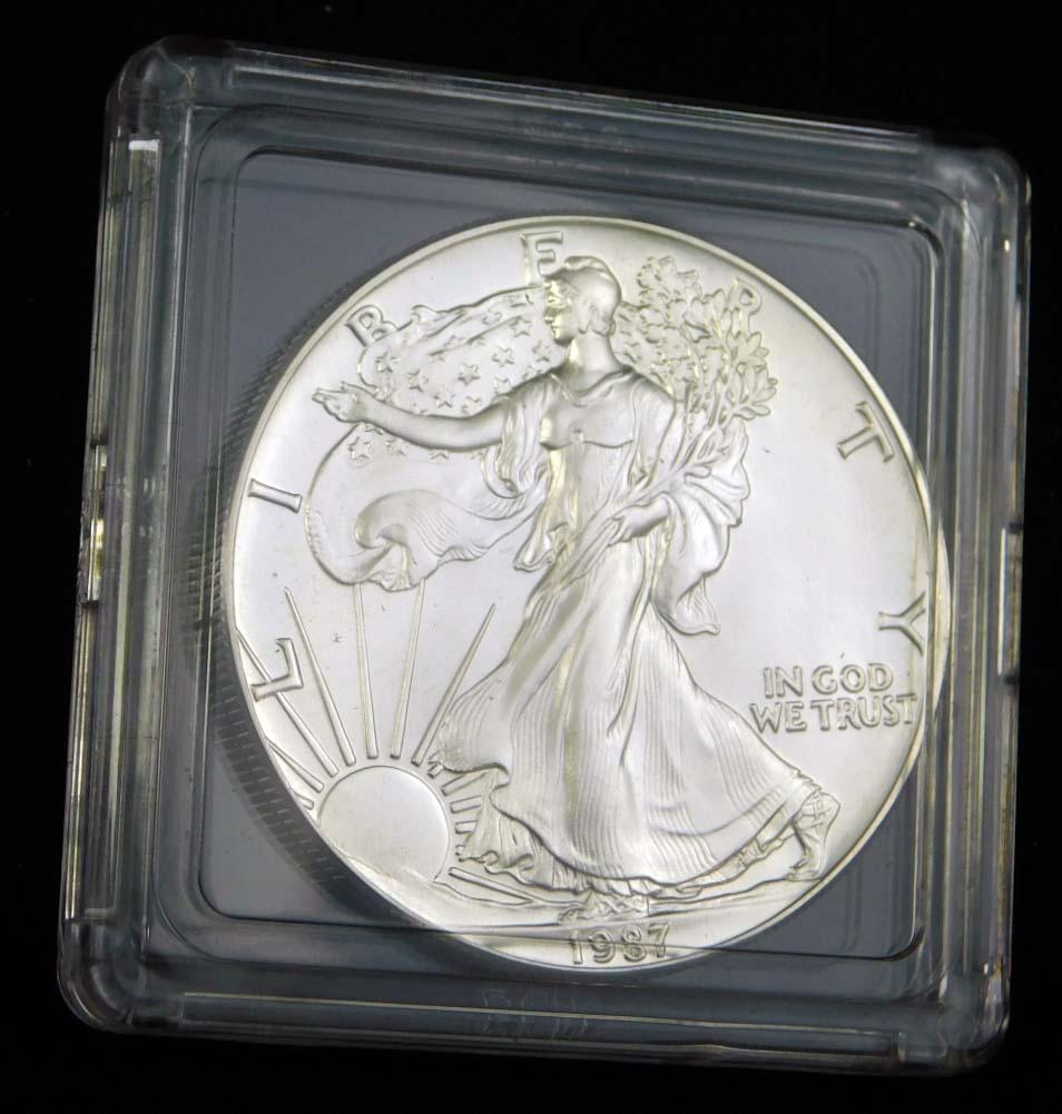 1987 BU American Silver Eagle 1 oz Fine Silver Round (1 of 2)