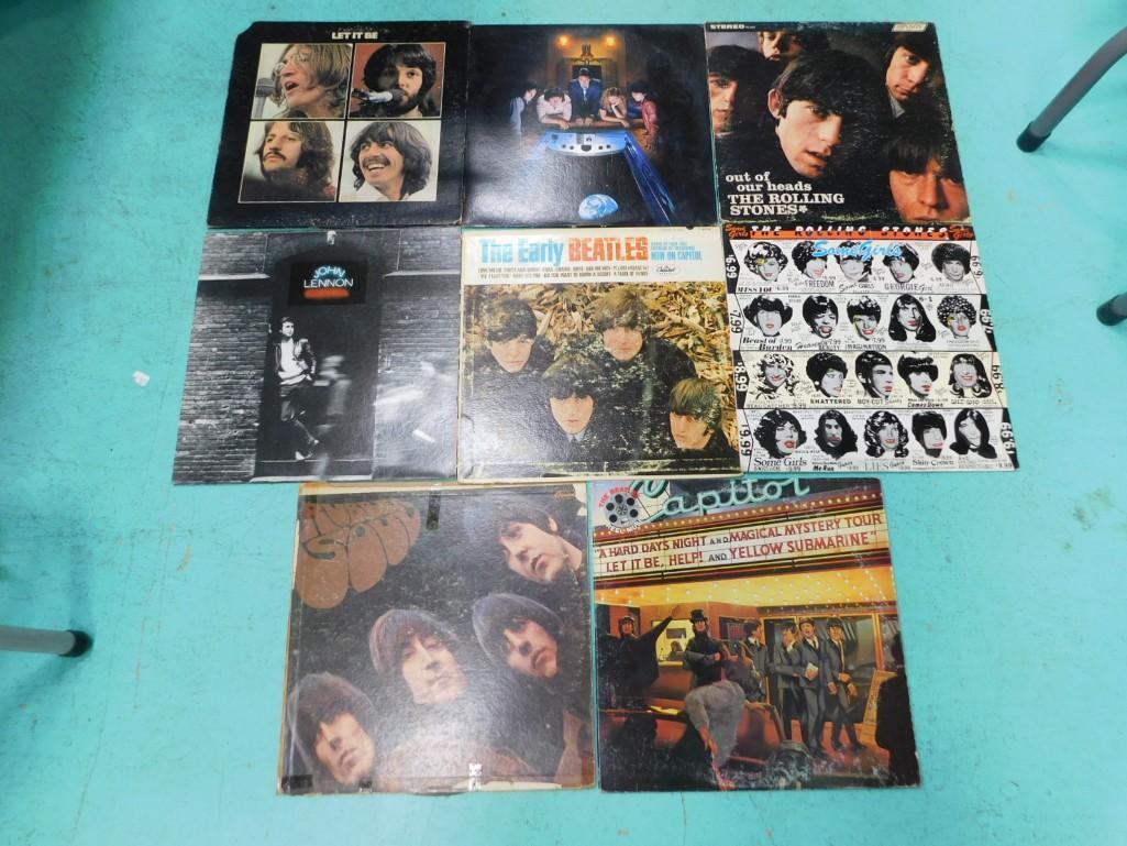 Vinyl LP Records Incl The Early Beatles, The Rolling Stones Out of Our Heads, The Beatles Let it Be,: Vinyl LP Records Incl The Early Beatles, The Rolling Stones Out of Our Heads, The Beatles Let it Be, The Rolling Stones Some Girls, Paul McCartney and Wings Back to the Egg, John Lennon Rock 'n