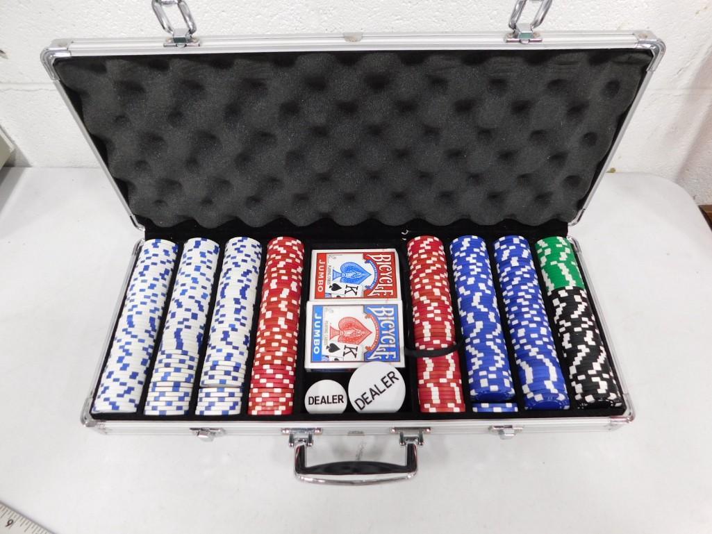 Poker Set with Chips , Cards , and Case: Poker Set with Chips , Cards , and Case