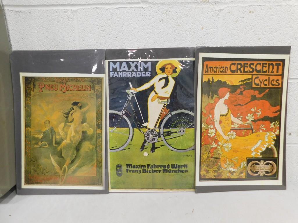 3 Posters or Prings incl Maxim Fahrrader, Pneu Michelin, American Crescent Cycles: 3 Posters or Prings incl Maxim Fahrrader, Pneu Michelin (Michelin Tires), American Crescent Cycles . 2 have to do with bicycles