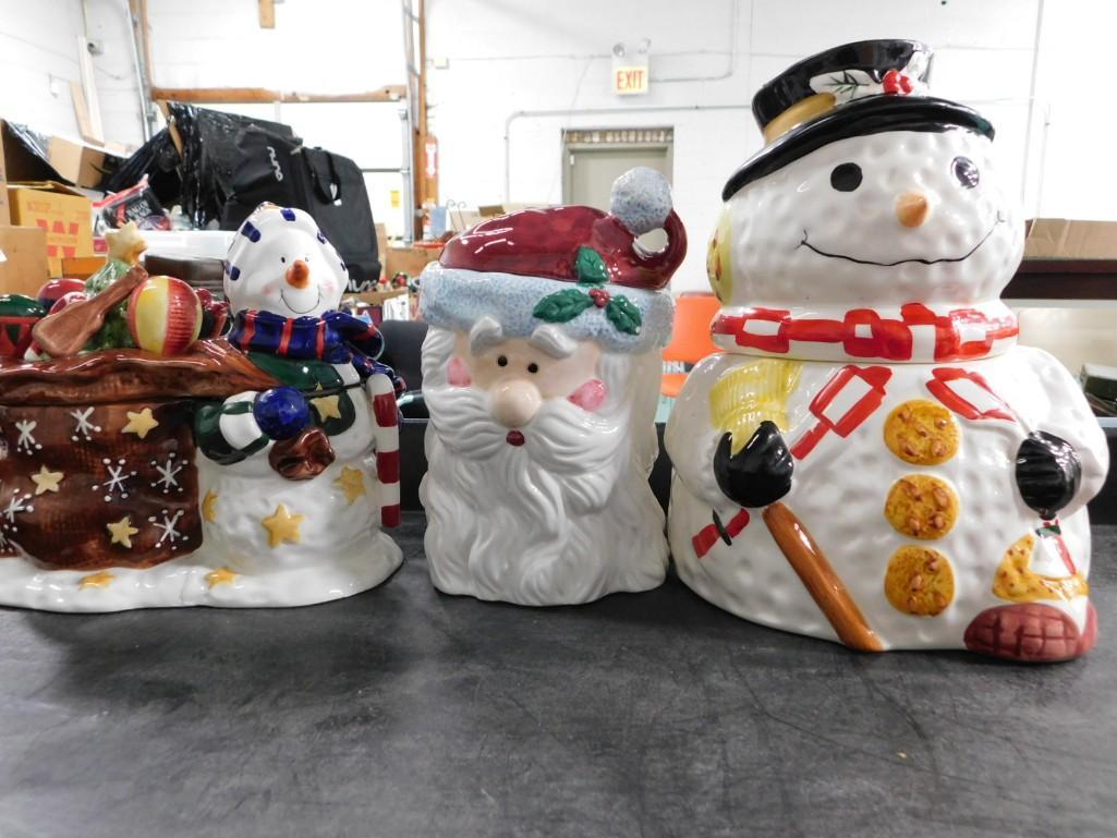 3 Christmas Cookie Jars incl Santa and 2 Snowmen (1 of 3)
