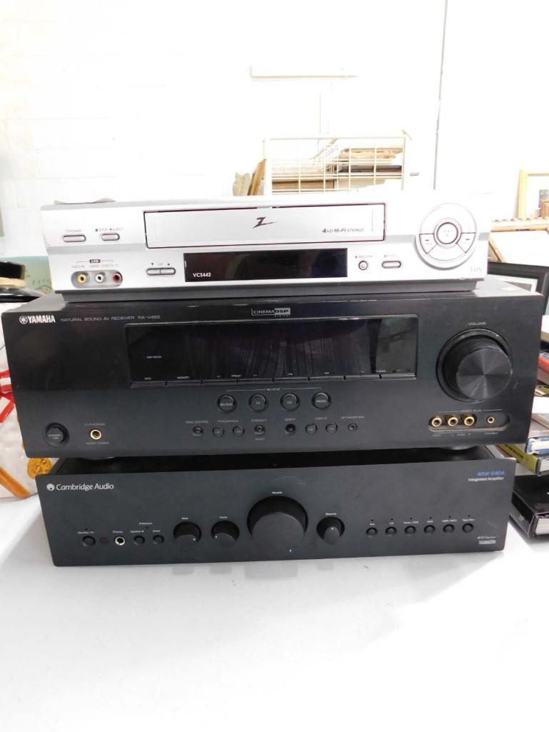 Yamaha Natural Sound AV Receiver RX-V485 and Cambridge Audio Integrated Amplifier Azur 640A: Yamaha Natural Sound AV Receiver RX-V485 and Cambridge Audio Integrated Amplifier Azur 640A and a Zenith VHS Player VCS442 . Condition: all untested