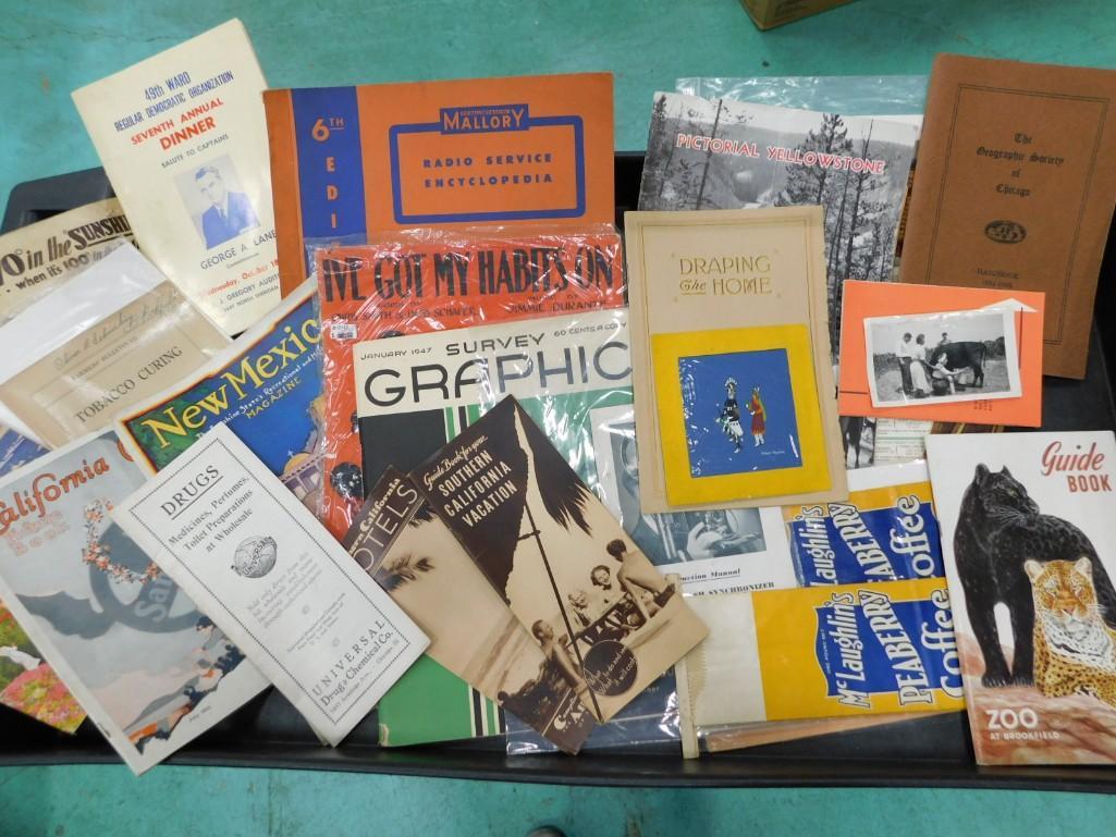 Large Lot of Vintage Ephemera including Guidebooks, Vacation Pamphlets, Advertising, etc.: Large Lot of Vintage Ephemera including Guidebooks, Vacation Pamphlets, Advertising, etc.