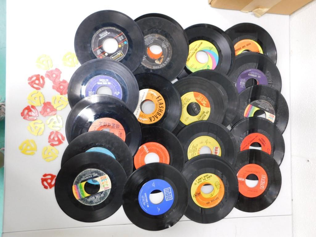 Over 40 Vintage 45 RPM Vinyl Records incl The Beatles, Elvis Presley, Simon & Garfunkel, (1 of 3)