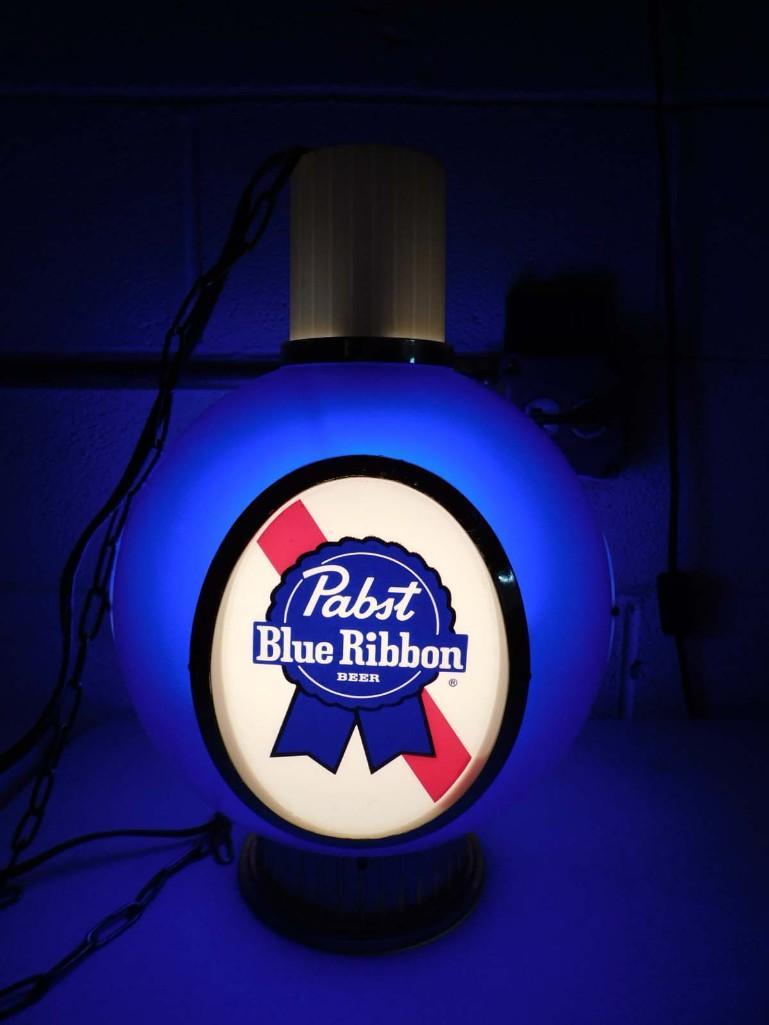 Vintage 1960s Pabst Blue Ribbon Hanging Advertising Globe Light (1 of 8)