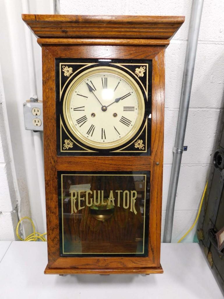 Regulator Wall Clock with Key and Pendulum: Regulator Wall Clock with Key and Pendulum