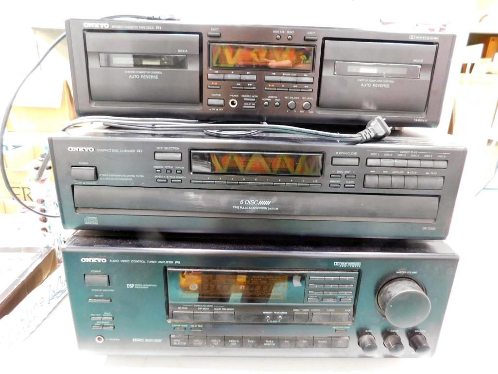 Onkyo Stereo Components incl Audio Video Control Tuner Amplifier, CD Changer, Dual Cassette Deck (1 of 8)