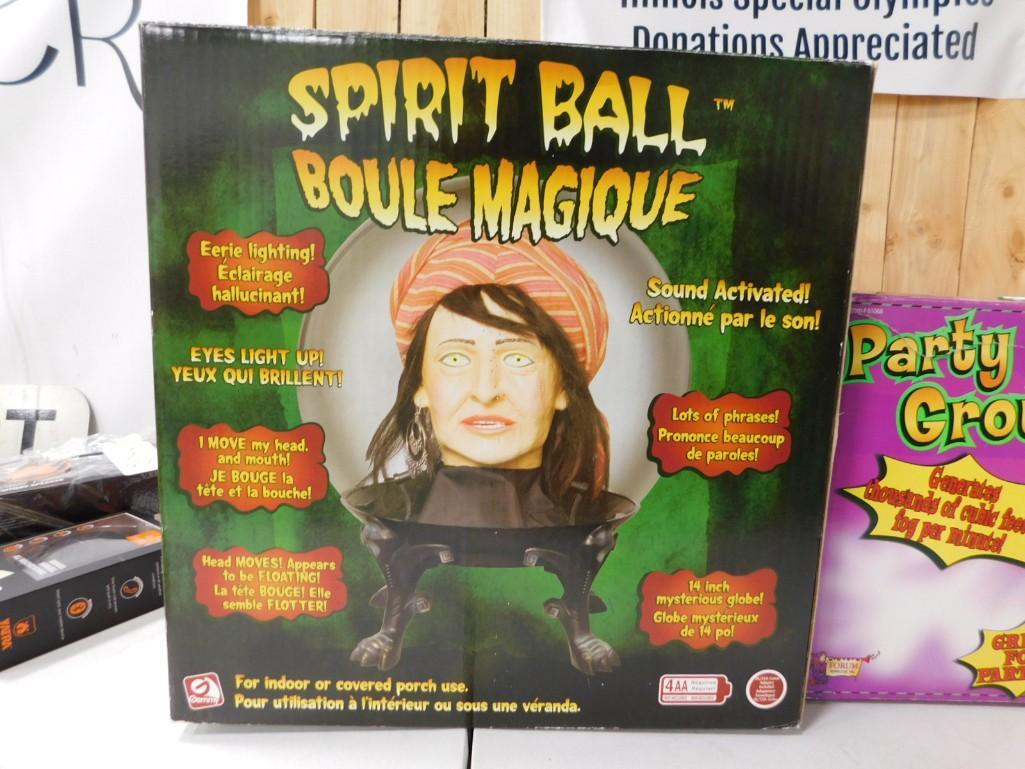 Animated Talking and Moving Head in a Spirit Ball: This is an awesome Halloween animated talking and moving head in a spirit ball. Works great. This Halloween decoration is discontinued and is hard to find.