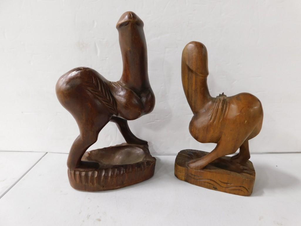 Lot of 2 Adult Novelty Wooden Camels: Lot of 2 Adult Novelty Wooden Camels Erotic Art - These look more like penises than camels. Perfect gift for that person who has everything because it's pretty much guaranteed that they do not hav