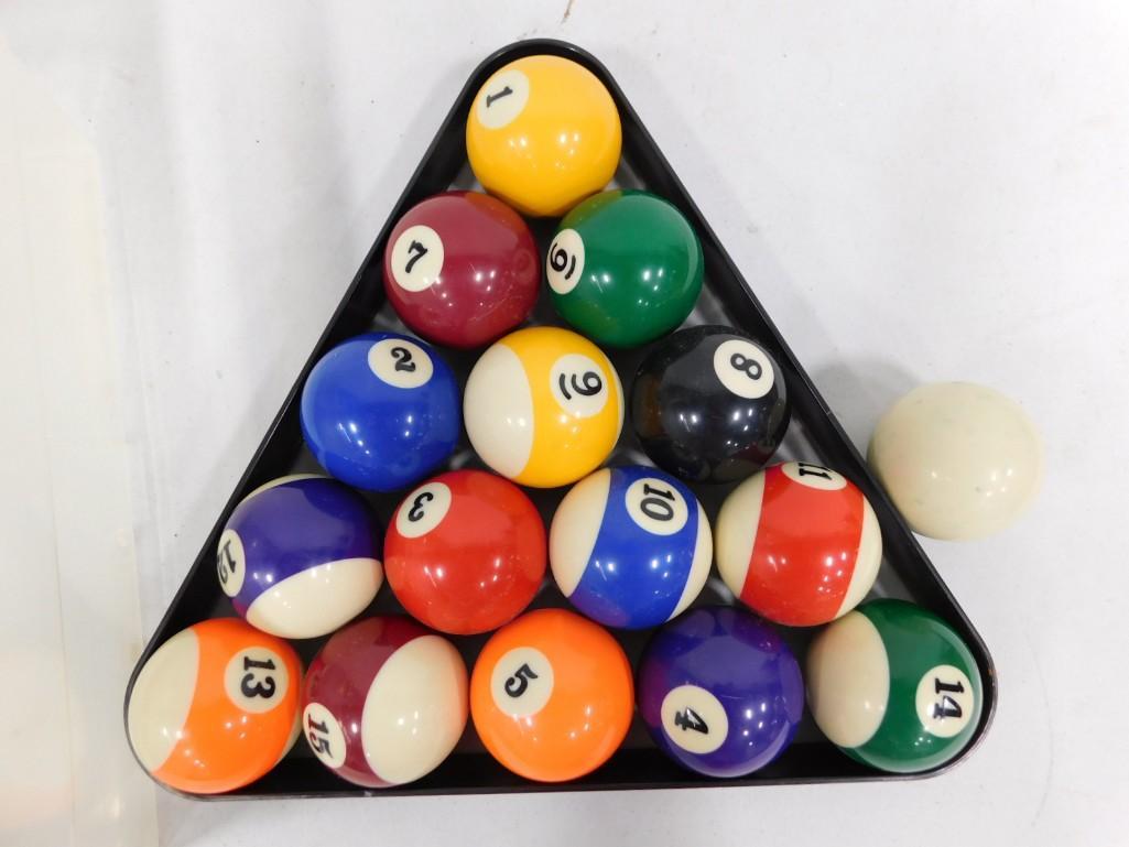 15 Pool Balls, a Cue Ball, and a Rack (1 of 2)