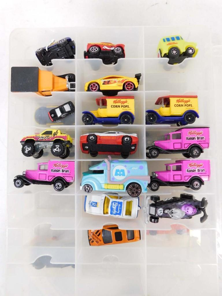 Lot of Toy Cars incl Hot Wheels, Matchbox, Corgi, etc: Lot of Toy Cars incl Hot Wheels, Matchbox, Corgi, etc in a 2 layer container